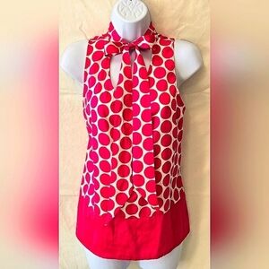 Worthington Pink Polka Dot Sleeveless Top / Petite Medium